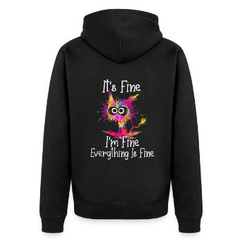 Black Cat It's Fine I'm Fine Everything Is Fine Ti - Unisex Premium Organic Zip Hoodie - black - Back - Nico (187cm)