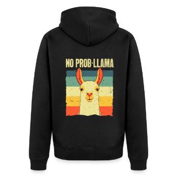Cool Llama For Men Women No Prob Llama Alpaca Farm - Unisex Premium Organic Zip Hoodie - black - Back - Nico (187cm)