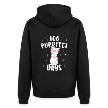 100 Purrfect Days Cat Happy 100th Day Of School Co - Unisex Premium Organic Zip Hoodie - black - Back - Nico (187cm)