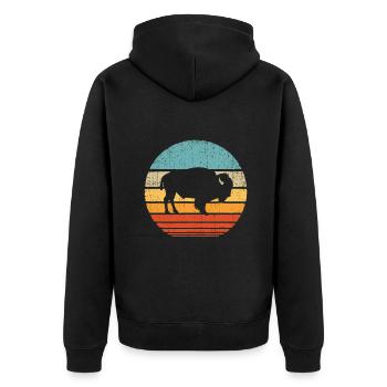 Bison Rétro Vintage 60s 70s Sunset Buffalo Mammal - Veste à capuche bio Premium Unisexe - noir - Dos - Nico (187cm)