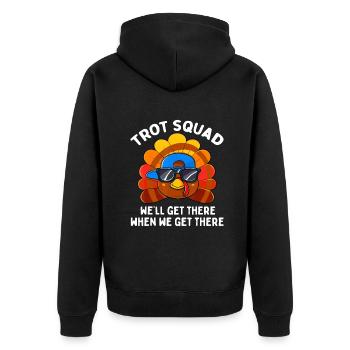 Türkei Trot Squad Lustige Thanksgiving Running Costu - Unisex Premium Bio Zip Hoodie - Schwarz - Hinten - Nico (187cm)
