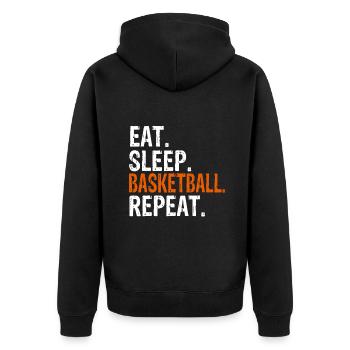 Eat Sleep Basketball Repeat Gift - Unisex Premium Organic Zip Hoodie - black - Back - Nico (187cm)
