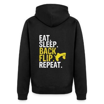 Eat Sleep Back Flip Repeat Acrobat Gymnastics Geschenk - Unisex Premium Bio Zip Hoodie - Schwarz - Hinten - Nico (187cm)