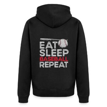 Essen Schlaf Baseball Wiederholung Sport Liebhaber Home Run Str - Unisex Premium Bio Zip Hoodie - Schwarz - Hinten - Nico (187cm)