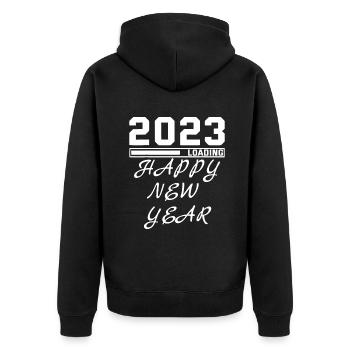 Bonjour 2023 Bonne année 2023 31st décembre 20232 - Veste à capuche bio Premium Unisexe - noir - Dos - Nico (187cm)