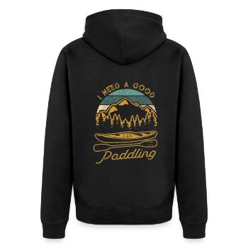 Vintage Ich brauche ein gutes Paddeln Lustiges Kajakfahren - Unisex Premium Bio Zip Hoodie - Schwarz - Hinten - Nico (187cm)
