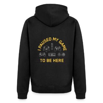 I Paused My Game To Be Here Mens Boys Funny Gamerg - Unisex Premium Organic Zip Hoodie - black - Back - Nico (187cm)