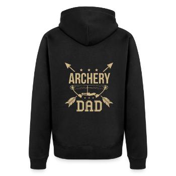 Archery Dad Bow Arrow Hunting Gift Shooting Race - Unisex Premium Organic Zip Hoodie - black - Back - Nico (187cm)