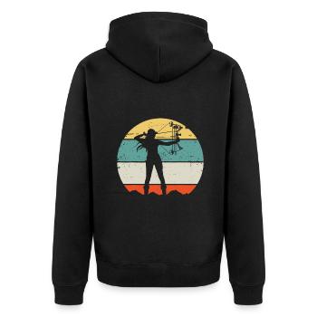 Bogenjagd BogenschießenautonomindigenousSurvivalhum - Unisex Premium Bio Zip Hoodie - Schwarz - Hinten - Nico (187cm)