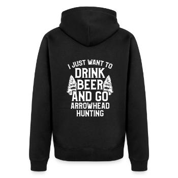 Arrowhead Hunting Collector Drink Beer Artifacts H - Unisex Premium Organic Zip Hoodie - black - Back - Nico (187cm)