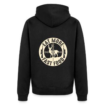 Drôle Mangez plus de fast-food Chasse au cerf, cadeaux pour H - Veste à capuche bio Premium Unisexe - noir - Dos - Nico (187cm)