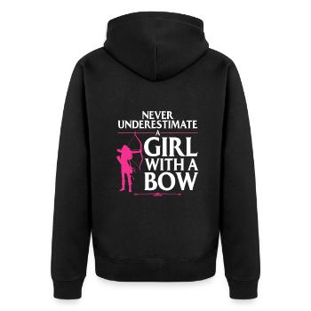 Funny Archery Design For Girls Women Bowhunter - Unisex Premium Organic Zip Hoodie - black - Back - Nico (187cm)