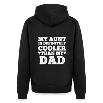 Meine Tante ist definitiv cooler als mein Papa Tante Ni - Unisex Premium Bio Zip Hoodie - Schwarz - Hinten - Nico (187cm)