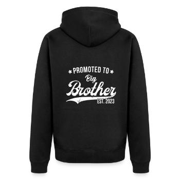 Befördert zu Big Bro 2023 Bald Jungen Schwangerschaft - Unisex Premium Bio Zip Hoodie - Schwarz - Hinten - Nico (187cm)