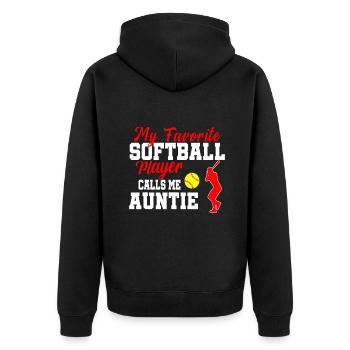 Mon joueur de softball préféré m’appelle ma tante drôle - Veste à capuche bio Premium Unisexe - noir - Dos - Nico (187cm)