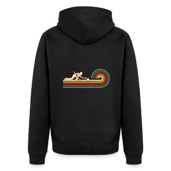 Lockenwickler Rutschen Curling Stein Retro Curling - Unisex Premium Bio Zip Hoodie - Schwarz - Hinten - Nico (187cm)