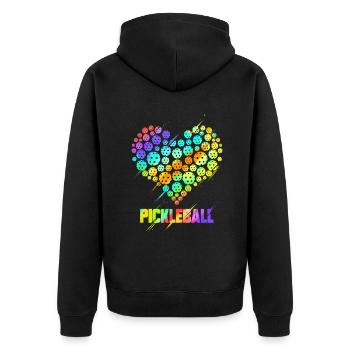 Pickleball Heart - Lustige bunte Paddelsportarten pl - Unisex Premium Bio Zip Hoodie - Schwarz - Hinten - Nico (187cm)