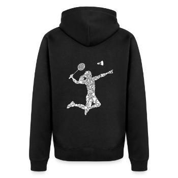 Badmintonspielerin Federball Frauen Mädchen - Unisex Premium Bio Zip Hoodie - Schwarz - Hinten - Nico (187cm)