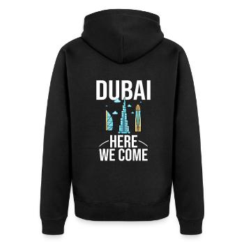 Dubai Vereinigte Arabische Emirate Vereinigte Arabische Emirate Städtereise Skyline M - Unisex Premium Bio Zip Hoodie - Schwarz - Hinten - Nico (187cm)
