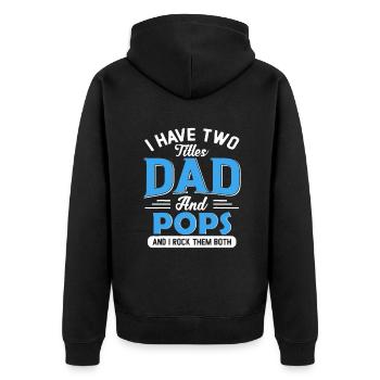 Herren Ich habe zwei Titel: Papa und Pops Funny Opa - Unisex Premium Bio Zip Hoodie - Schwarz - Hinten - Nico (187cm)