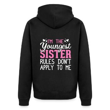 Je suis la plus jeune sœur drôle de famille assortie Sibl - Veste à capuche bio Premium Unisexe - noir - Dos - Nico (187cm)