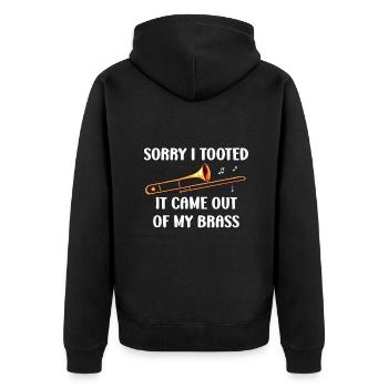 Tut mir leid, dass ich getoot habe, es kam aus meiner Messingposaune - Unisex Premium Bio Zip Hoodie - Schwarz - Hinten - Nico (187cm)