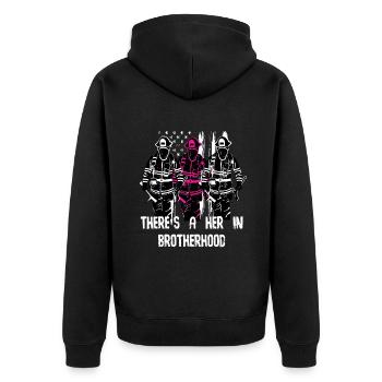 Promotion de la Fraternité des femmes pompières - Veste à capuche bio Premium Unisexe - noir - Dos - Nico (187cm)
