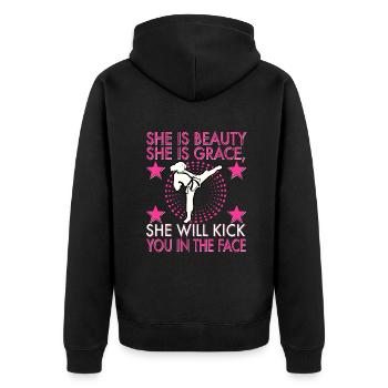 Karate Taekwondo Girl Women Karate Kicktaekwondo c - Unisex Premium Organic Zip Hoodie - black - Back - Nico (187cm)