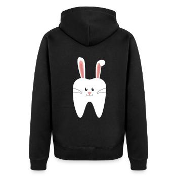 Zahnarzt Ostern Zahnarzthelferin Zahn - Unisex Premium Bio Zip Hoodie - Schwarz - Hinten - Nico (187cm)
