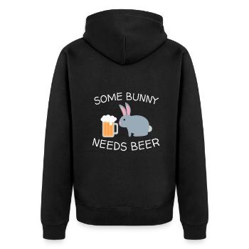 Irgendein Hase braucht Bier Lustiges Ostern Trinken - Unisex Premium Bio Zip Hoodie - Schwarz - Hinten - Nico (187cm)