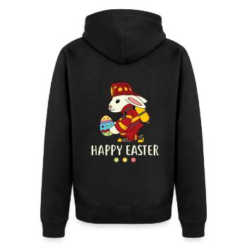 Firefighter Easter Bunny Fireman Egg Happy Easter - Unisex Premium Organic Zip Hoodie - black - Back - Nico (187cm)