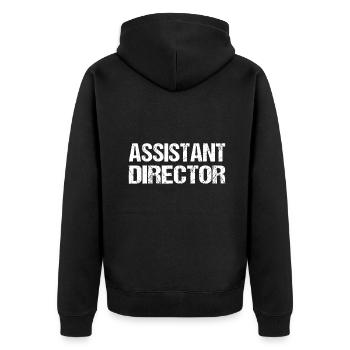Regieassistent Idee Filmcrew Filmstab Film Film - Unisex Premium Bio Zip Hoodie - Schwarz - Hinten - Nico (187cm)