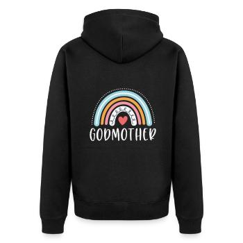 Patin Geschenke Familie Regenbogen Grafik - Unisex Premium Bio Zip Hoodie - Schwarz - Hinten - Nico (187cm)