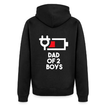 Homme Père de 2 garçons Drôle de cadeau Papa de deux fils Fa - Veste à capuche bio Premium Unisexe - noir - Dos - Nico (187cm)