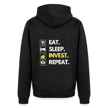 Manger dormir Investir Répéter Dire Actions Investissement Stoc - Veste à capuche bio Premium Unisexe - noir - Dos - Nico (187cm)