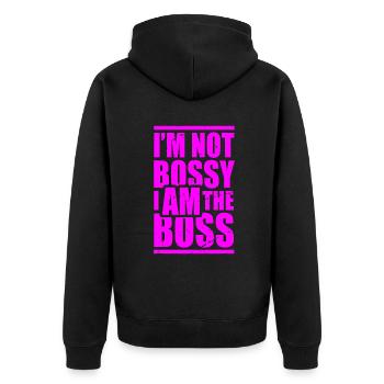Ich bin nicht herrisch, ich bin die weibliche Erfolgsdame Girlpo - Unisex Premium Bio Zip Hoodie - Schwarz - Hinten - Nico (187cm)