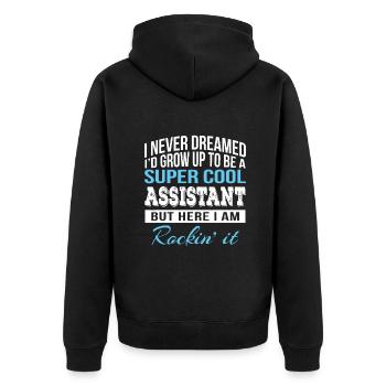 Funny Assistant Gift Admin - Unisex Premium Organic Zip Hoodie - black - Back - Nico (187cm)