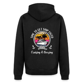 Cruise Squad Kreuzfahrt- und Saufzeit, um das Schiff zu bekommen - Unisex Premium Bio Zip Hoodie - Schwarz - Hinten - Nico (187cm)