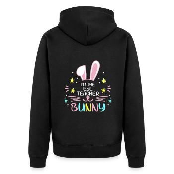 Ich bin der ESL-Lehrer Hase Ostertag Kaninchen Familie - Unisex Premium Bio Zip Hoodie - Schwarz - Hinten - Nico (187cm)