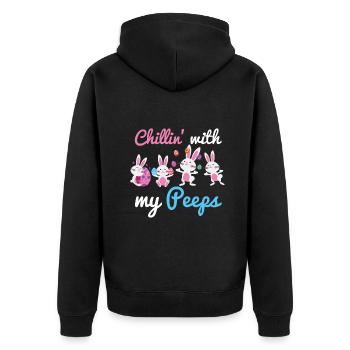 Chillin mit meinen Peeps Eier Liebhaber Frohe Ostern Coo - Unisex Premium Bio Zip Hoodie - Schwarz - Hinten - Nico (187cm)
