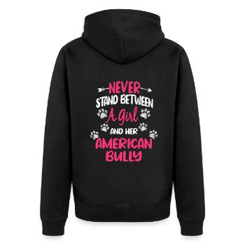 Ne vous tenez jamais entre une fille et sa brute américaine - Veste à capuche bio Premium Unisexe - noir - Dos - Nico (187cm)