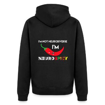 Neurodiverse im Neurospicy Autism Awareness ADHS S - Unisex Premium Bio Zip Hoodie - Schwarz - Hinten - Nico (187cm)