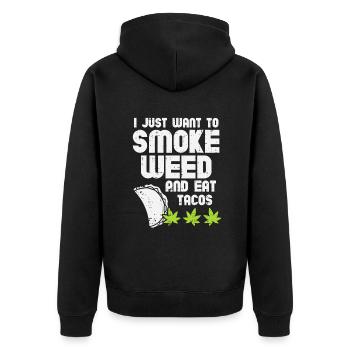 Rauchen Gras Essen Tacos Lustig Cinco De Mayo Cannabis - Unisex Premium Bio Zip Hoodie - Schwarz - Hinten - Nico (187cm)