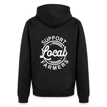 Support Your Local Farmer Grain for men women funn - Unisex Premium Organic Zip Hoodie - black - Back - Nico (187cm)