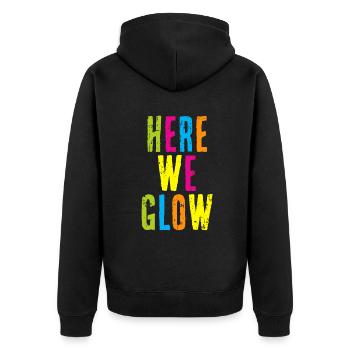 Here We Glow 80s Color pour Partybroadway musicaldi - Veste à capuche bio Premium Unisexe - noir - Dos - Nico (187cm)