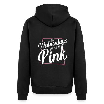 Le mercredi, nous portons du rose drôle d’humour sarcastique Q - Veste à capuche bio Premium Unisexe - noir - Dos - Nico (187cm)