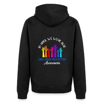 In April We Wear Blue Child Abuse Awareness Rainbo - Unisex Premium Organic Zip Hoodie - black - Back - Nico (187cm)