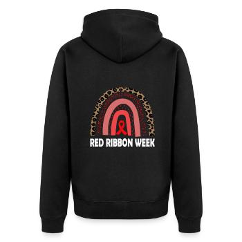 Nous portons du rouge pour la semaine du ruban rouge Sensibilisation Léopard - Veste à capuche bio Premium Unisexe - noir - Dos - Nico (187cm)