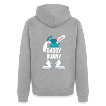 Papa Bunny Famille Pâques - Veste à capuche bio Premium Unisexe - gris chiné - Dos - Nico (187cm)