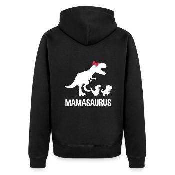 Mamasaurus Dinosaurus Familie - Lustiges Muttergeschenk I - Unisex Premium Bio Zip Hoodie - Schwarz - Hinten - Nico (187cm)